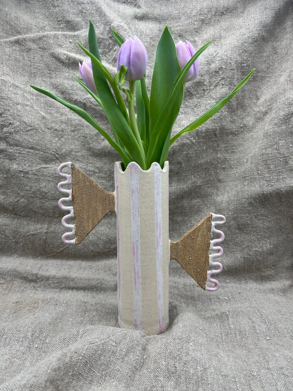 VASE PAPILLON RAYURES ROSE by LEOMIH - photo 3