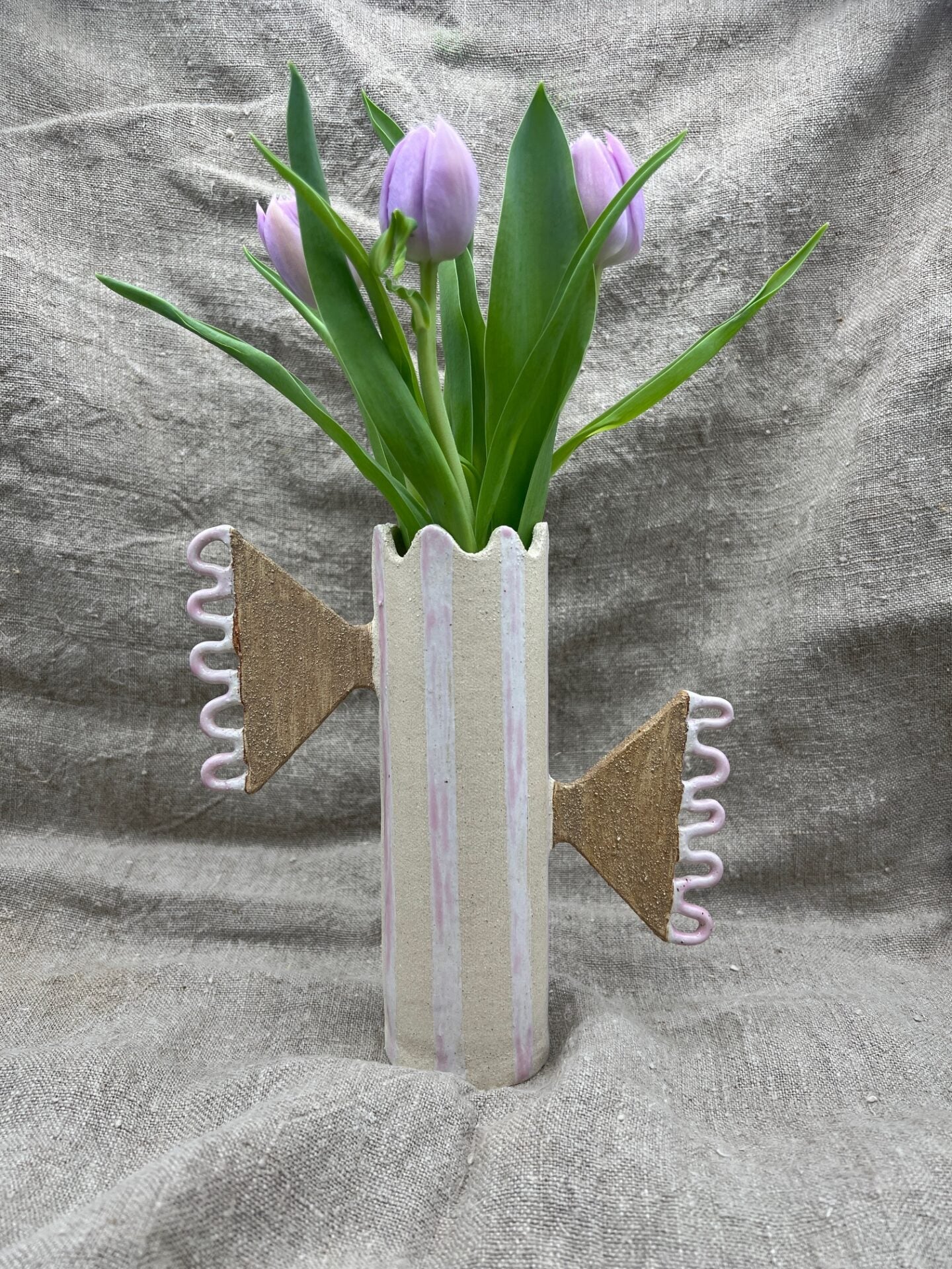 VASE PAPILLON RAYURES ROSE by LEOMIH - photo 3