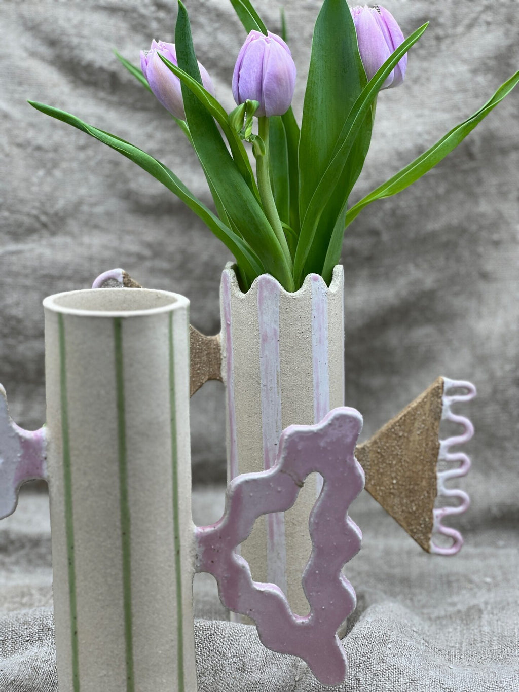 VASE PAPILLON RAYURES ROSE by LEOMIH - photo 4